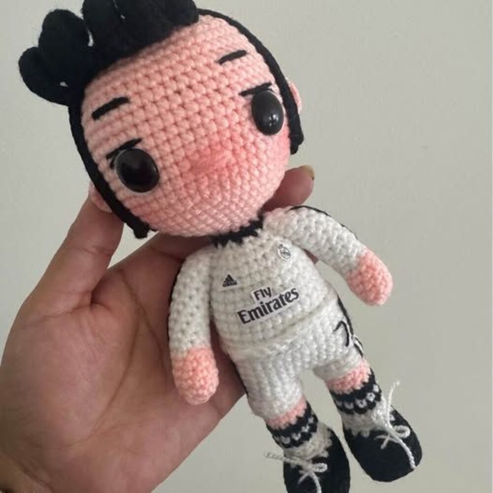 Cristiano Ronaldo Crochet Amigurumi Doll in Real Madrid Uniform Soccer Player